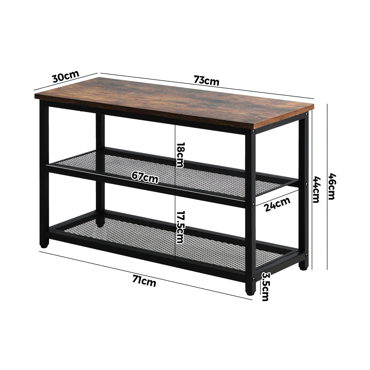 Oikiture Shoe Cabinet Bench Shoes Rack Shelf Storage 3-Tier Industrial Furniture
