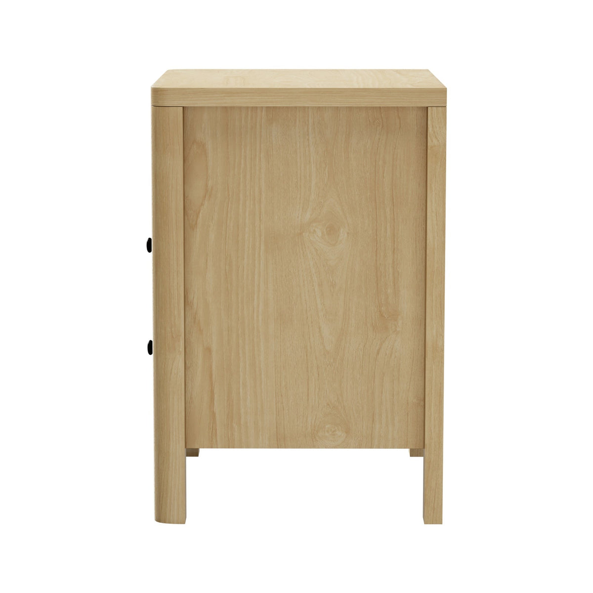 Oikiture Bedside Table 2 Drawers Side End Tables Nightstand Open Shelf Natural