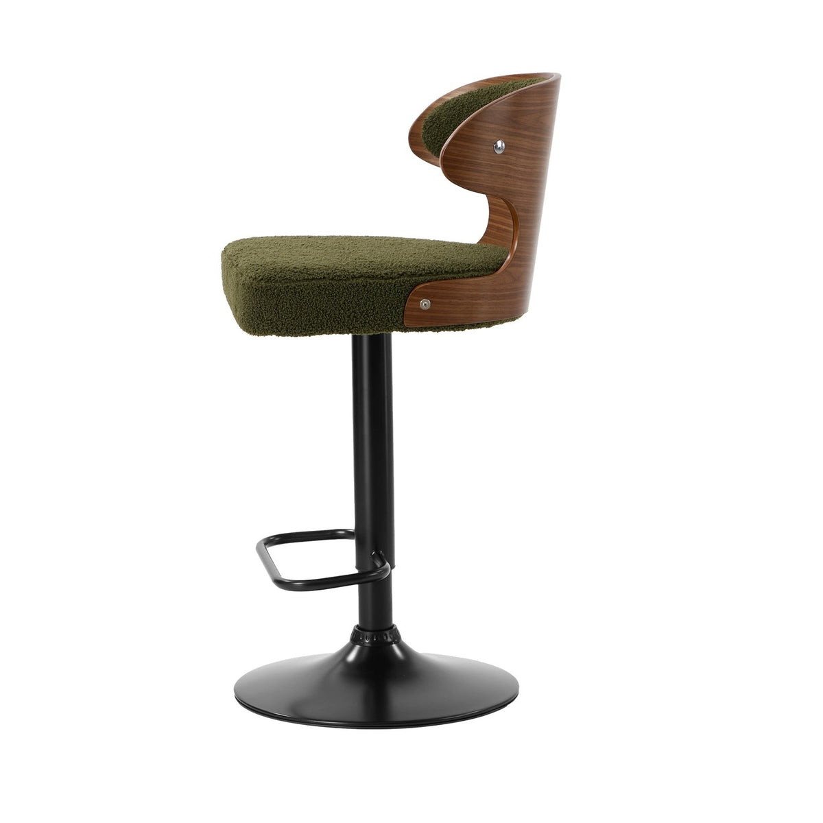 Oikiture 2x Bar Stools Swivel Kitchen Bar Chairs Gas Lift Stool Boucle Green