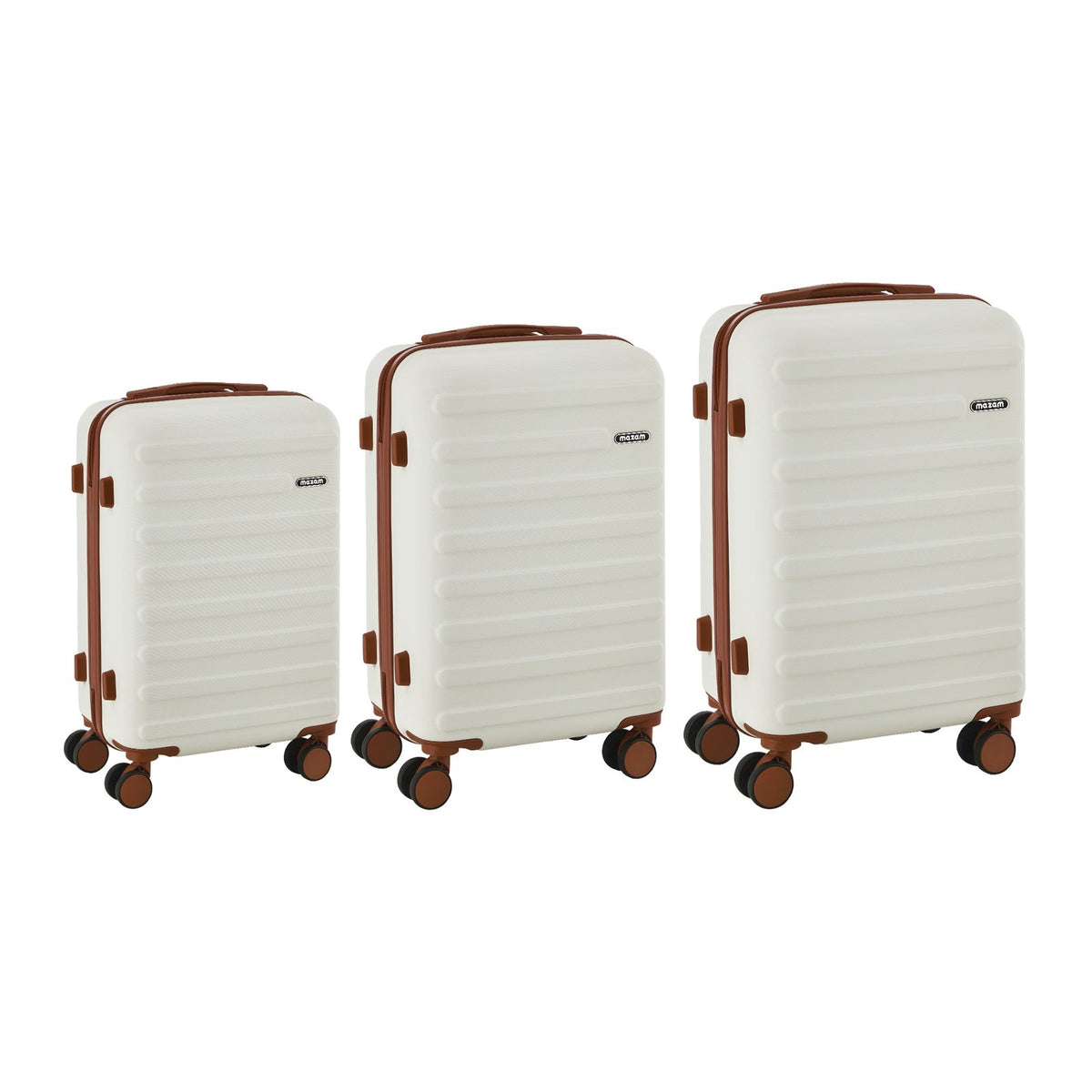 Mazam 3PCS Luggage Suitcase Trolley Set Travel TSA Lock Hard Shell Case White