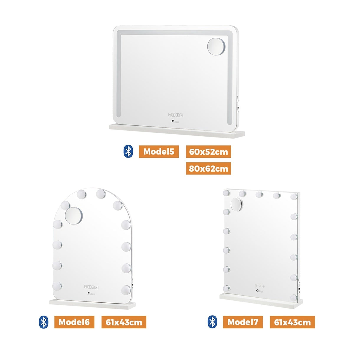 Oikiture Hollywood Mirrors Makeup Magnifying Mirror Bluetooth with LED Lights