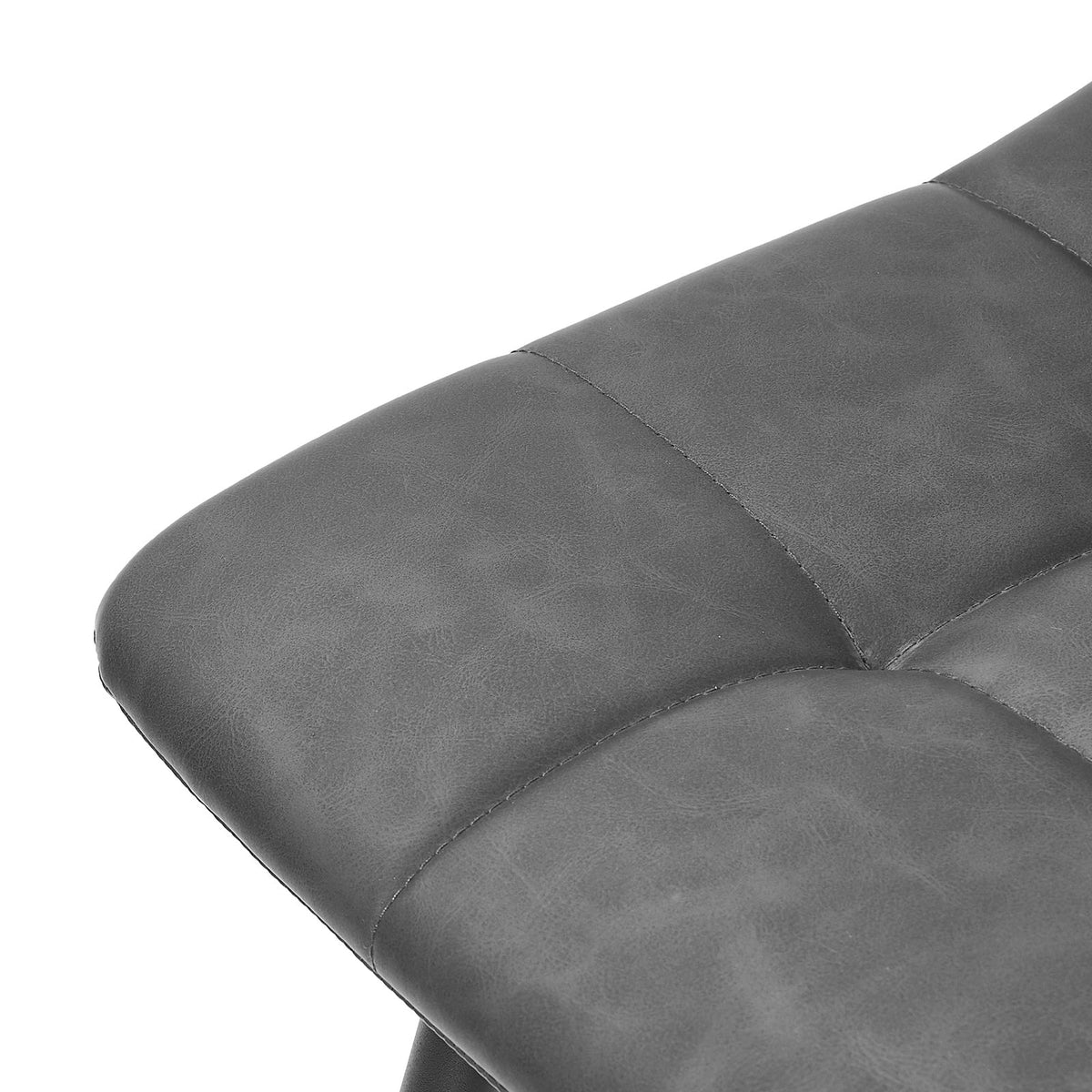 Oikiture 4x Padded Dining Chairs Kitchen PU Leather Seat Retro Grey