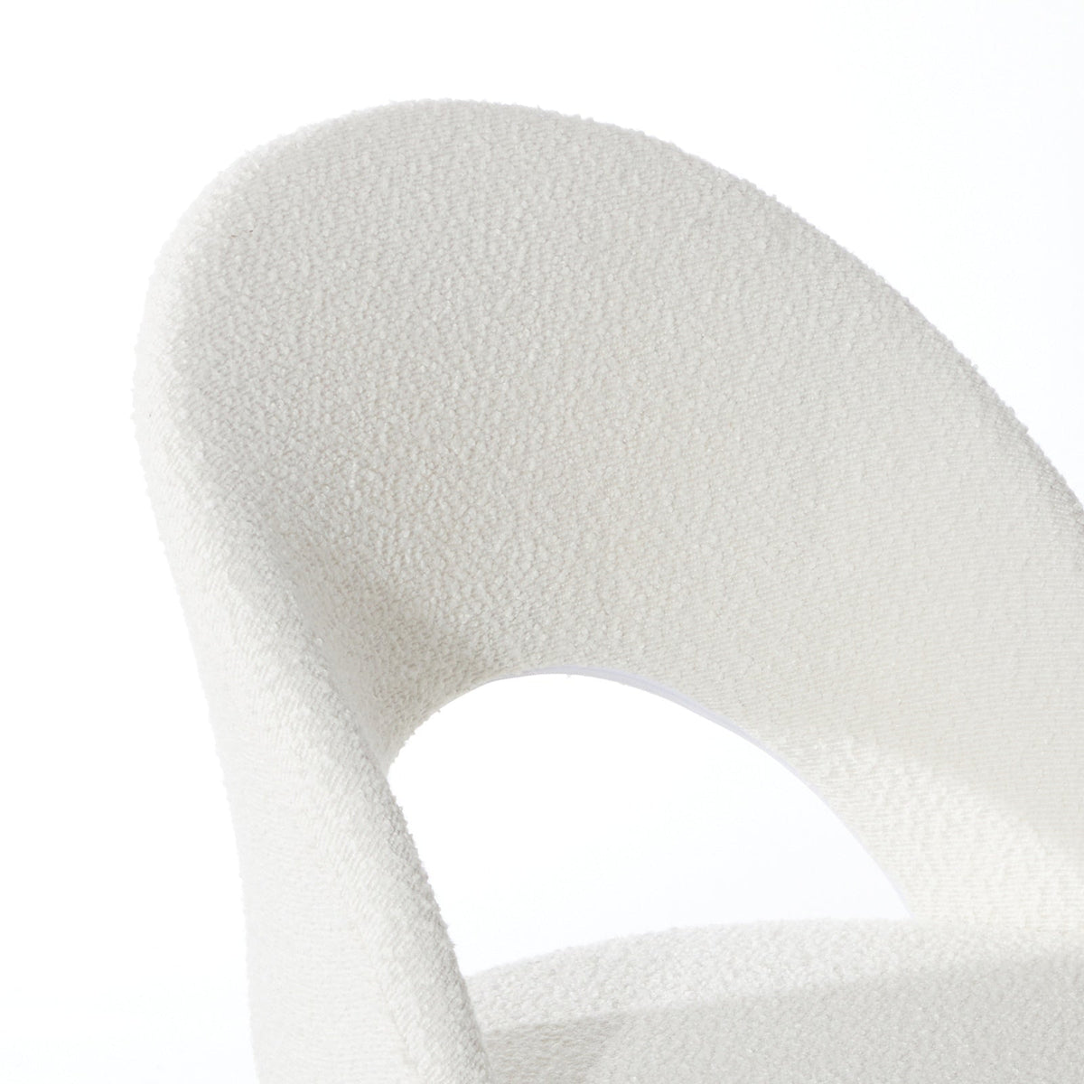 Oikiture High Back Hollow Armless Home Office Chair Boucle White and Gold