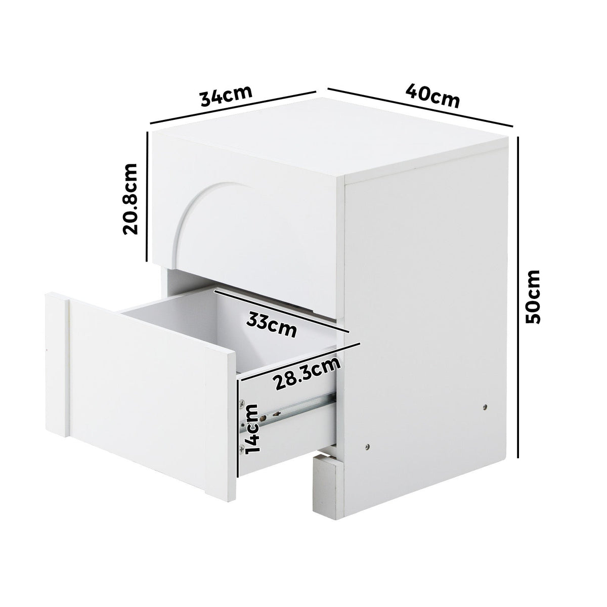 Oikiture Bedside Table 2 Drawers Side Table Storage Cabinet Nightstand White