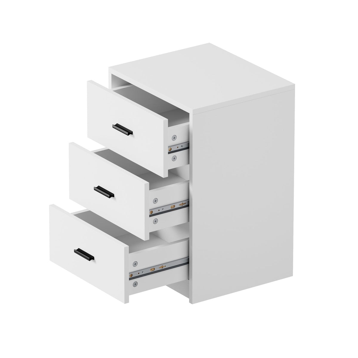 Oikiture Bedside Table 3 Drawers Nightstand Bedroom Storage Side End
