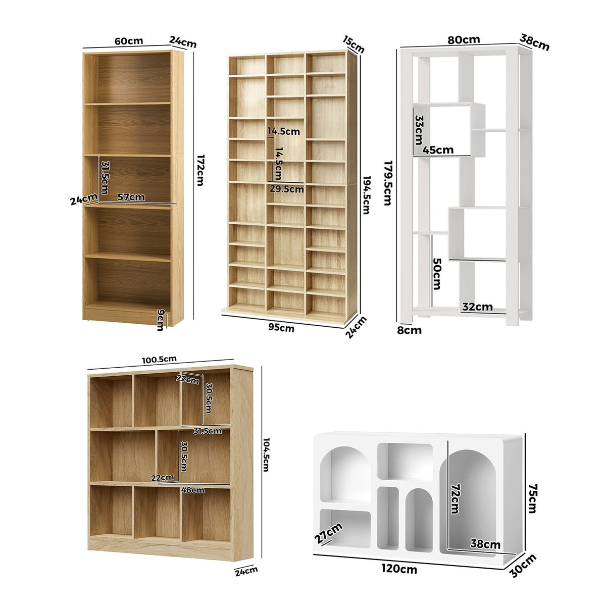 Oikiture Bookshelf Display shelves Unit Bookcase Book Cube Storage Stand Rack
