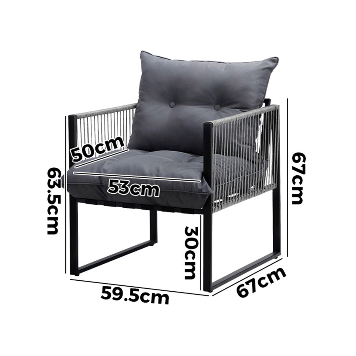 Livsip 2PCS Outdoor Furniture Patio Chairs Garden Lounge Sofa Set PE Wicker Grey