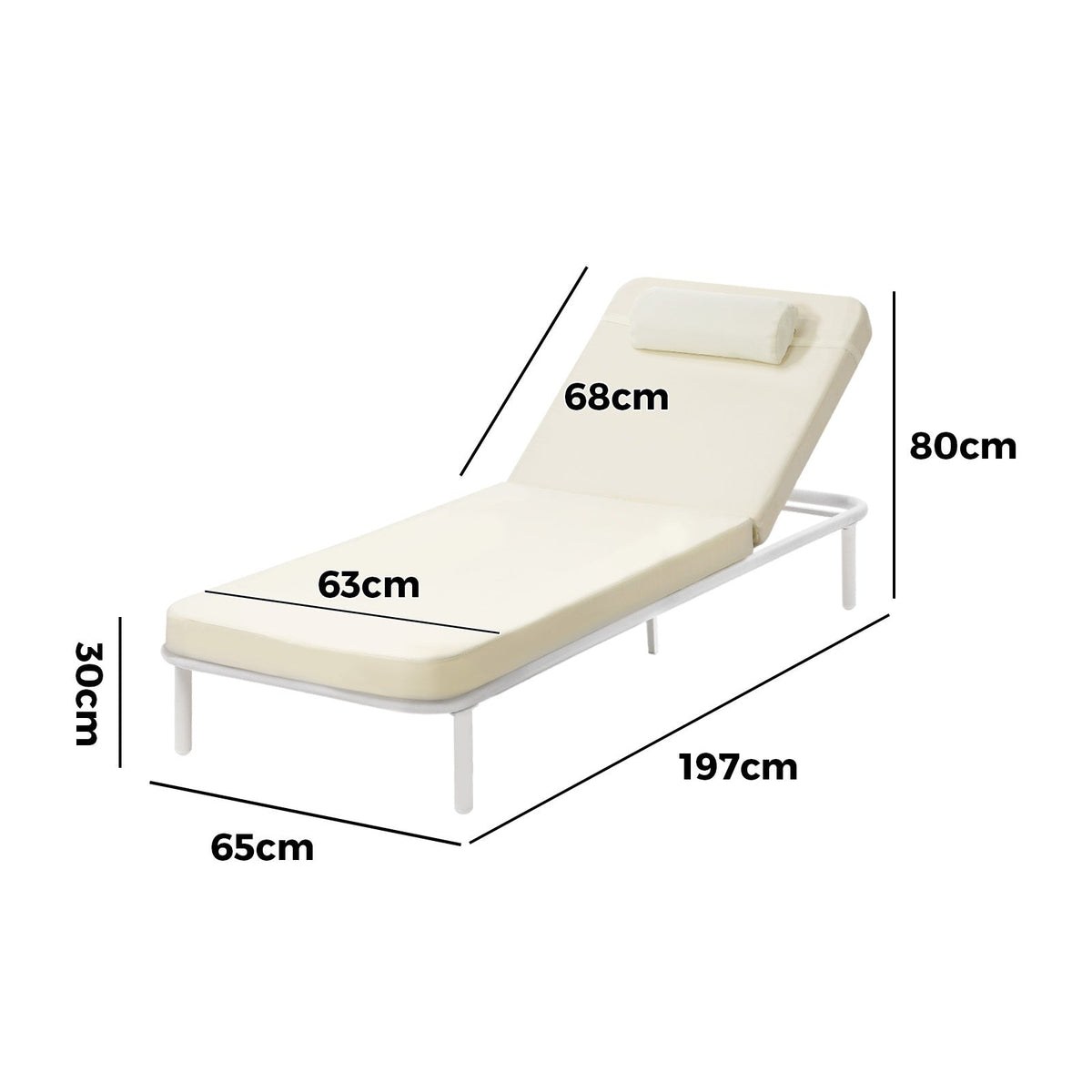SL-VERI-BE Livsip Sun Lounge Outdoor Lounger Sofa Day Bed Patio Furniture Setting Beige