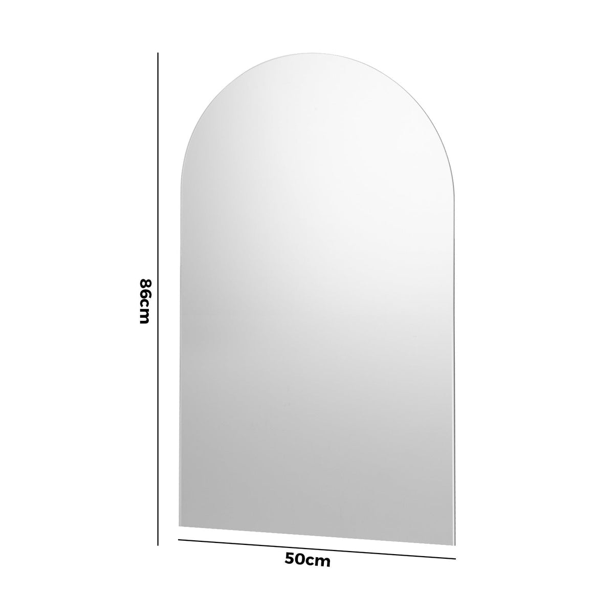 Oikiture Wall Mirrors 86x50cm Arched Makeup Mirror Bathroom Frameless
