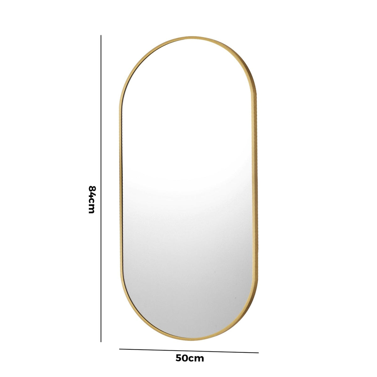 Oikiture Wall Mirrors Oval Makeup Mirror Bedroom Home Decor Gold 84x50cm