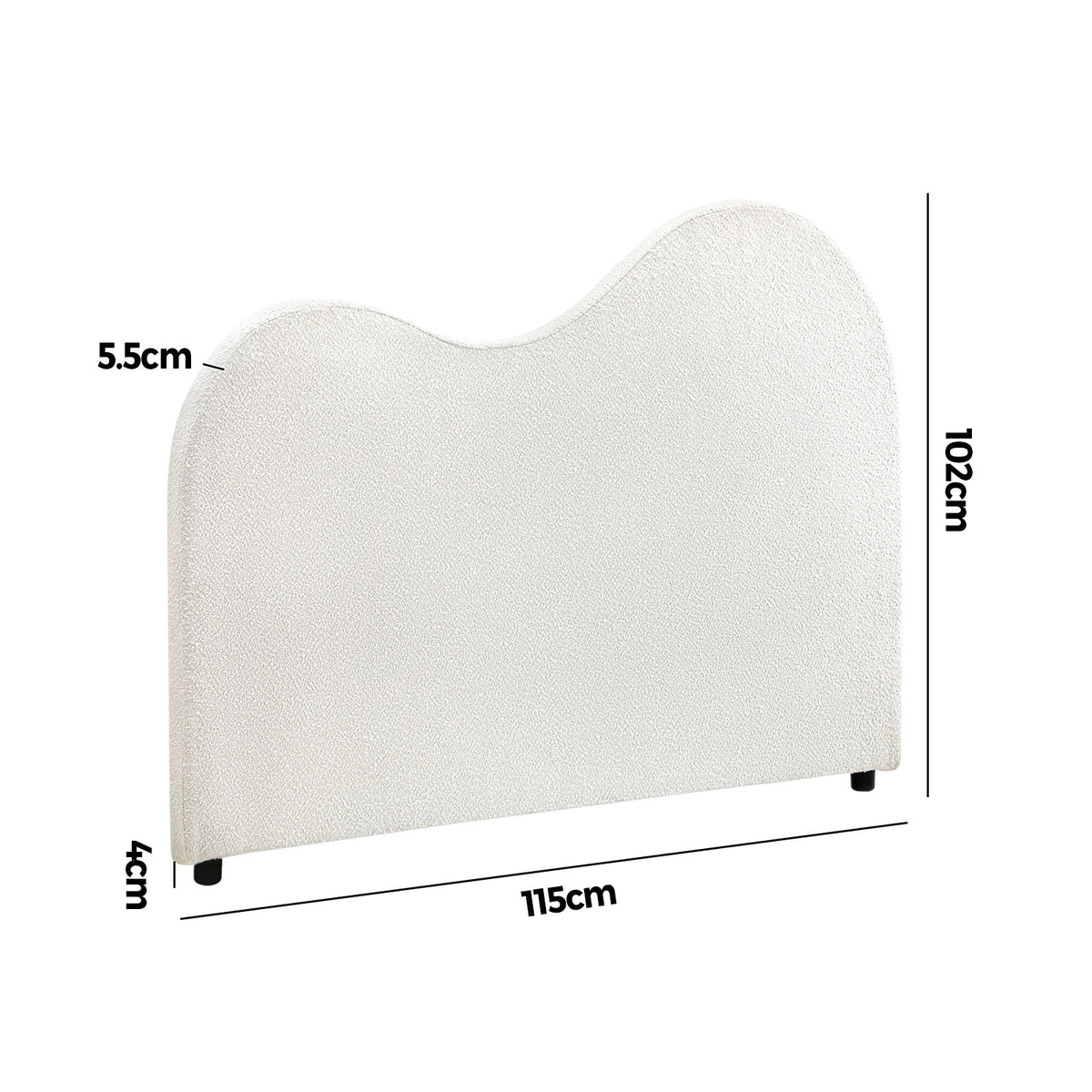 Oikiture Bed Head King Single Size Headboard Bedhead Boucle Fabric White