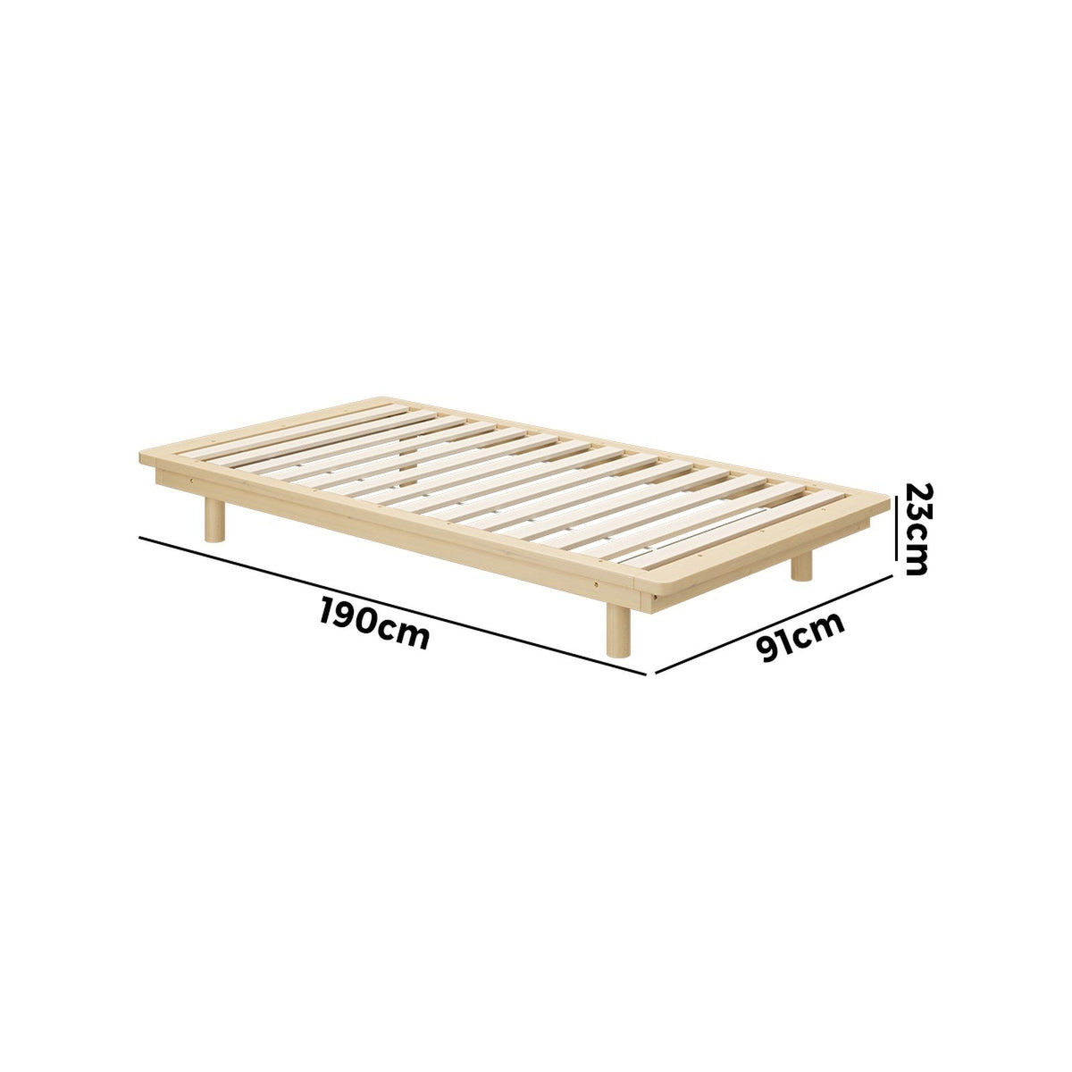 Oikiture Bed Frame Single Size Wooden Bed Base Timber Floating Beds