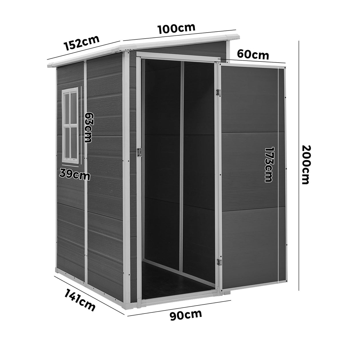 Livsip Garden Shed Outdoor Storage 1.52x1M Workshop Tool House Shelter Grey