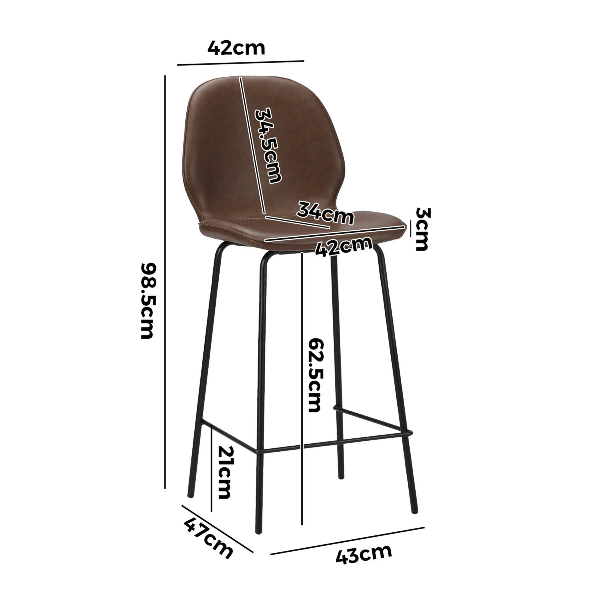 Oikiture 2/4x Bar Stools Kitchen Dining Stool Counter Metal Chairs Leather