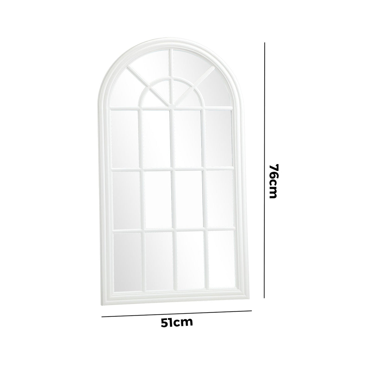 Oikiture Window Mirror Arched Wall Mirrors Decor 76x51cm Wooden White
