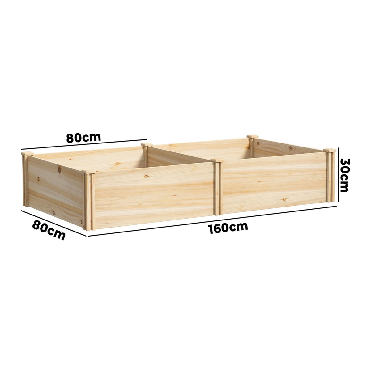 Livsip Garden Bed 160x80x30cm Raised Wooden Planter Box Container Growing Plant