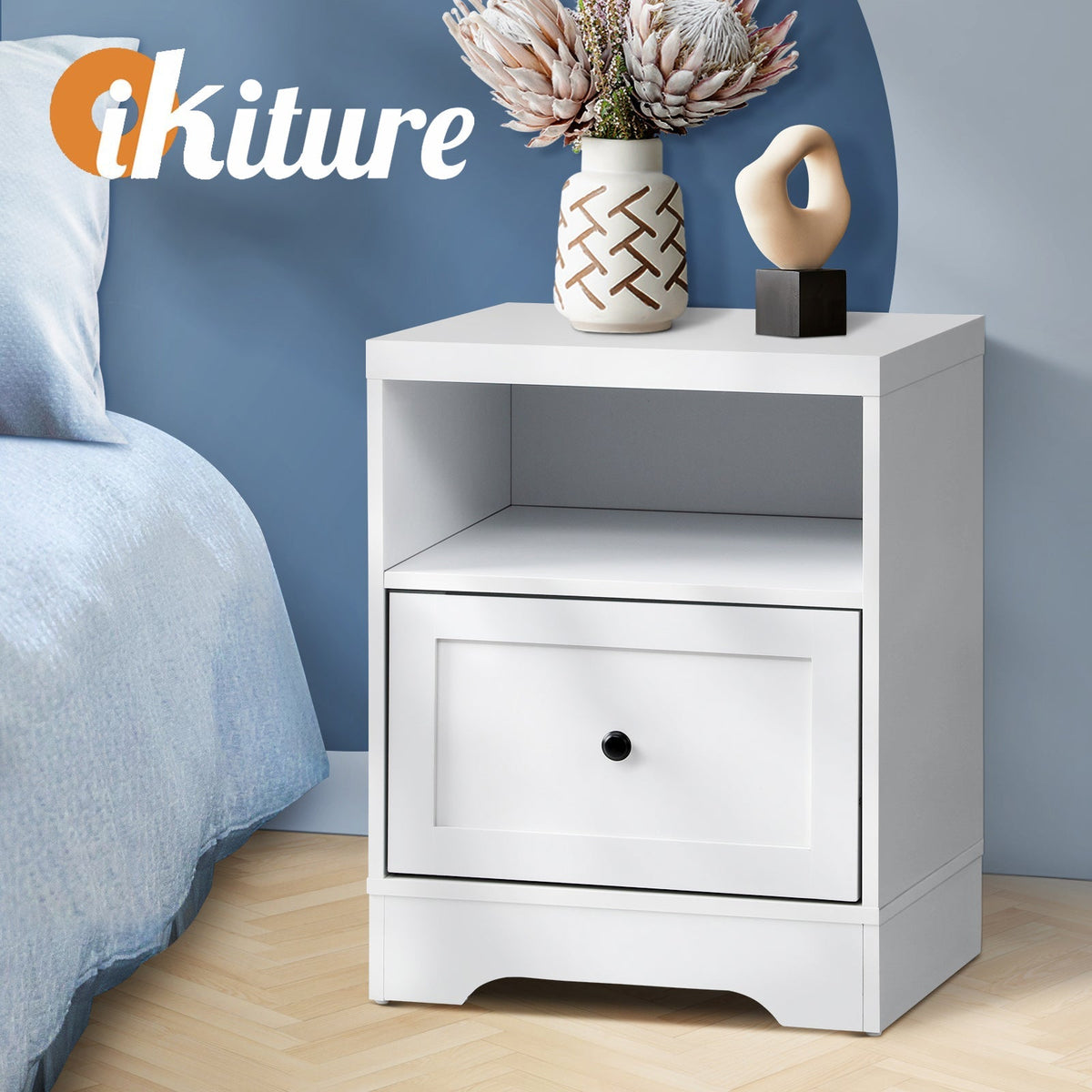 Oikiture Bedside Tables Drawers Bedroom Hamptons Furniture Storage Cabinet