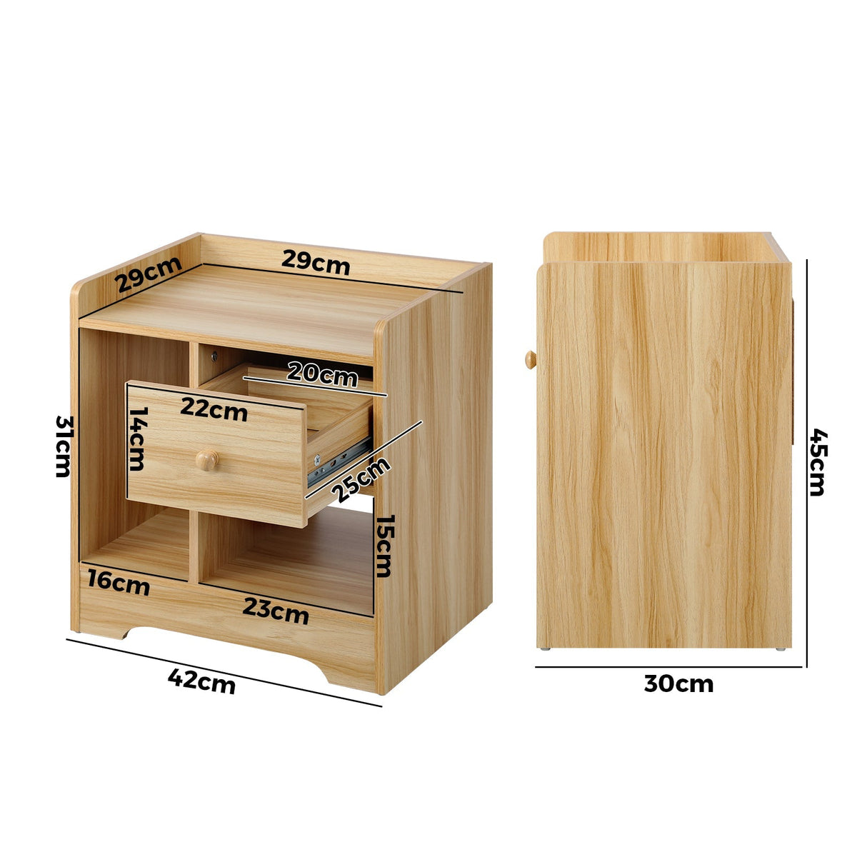Oikiture Bedside Tables Side Table Nightstand Storage Drawer Shelf Bedroom Unit