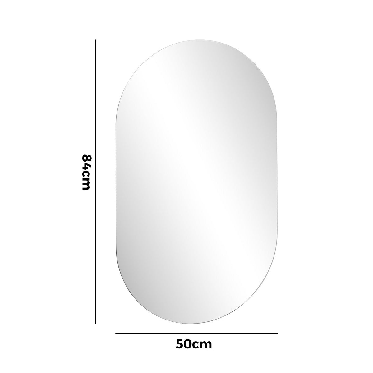 Oikiture Wall Mirrors Oval Makeup Mirror Bathroom Frameless 84x50cm