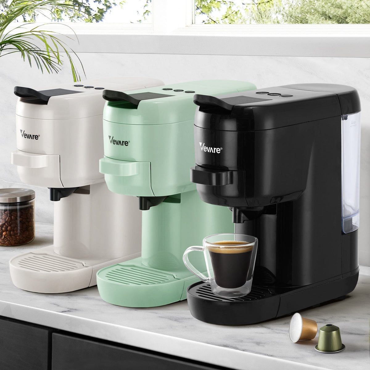 Vevare Capsule Coffee Machine 19 Bar 3 in 1 Nespresso/Dolce-Gusto Maker