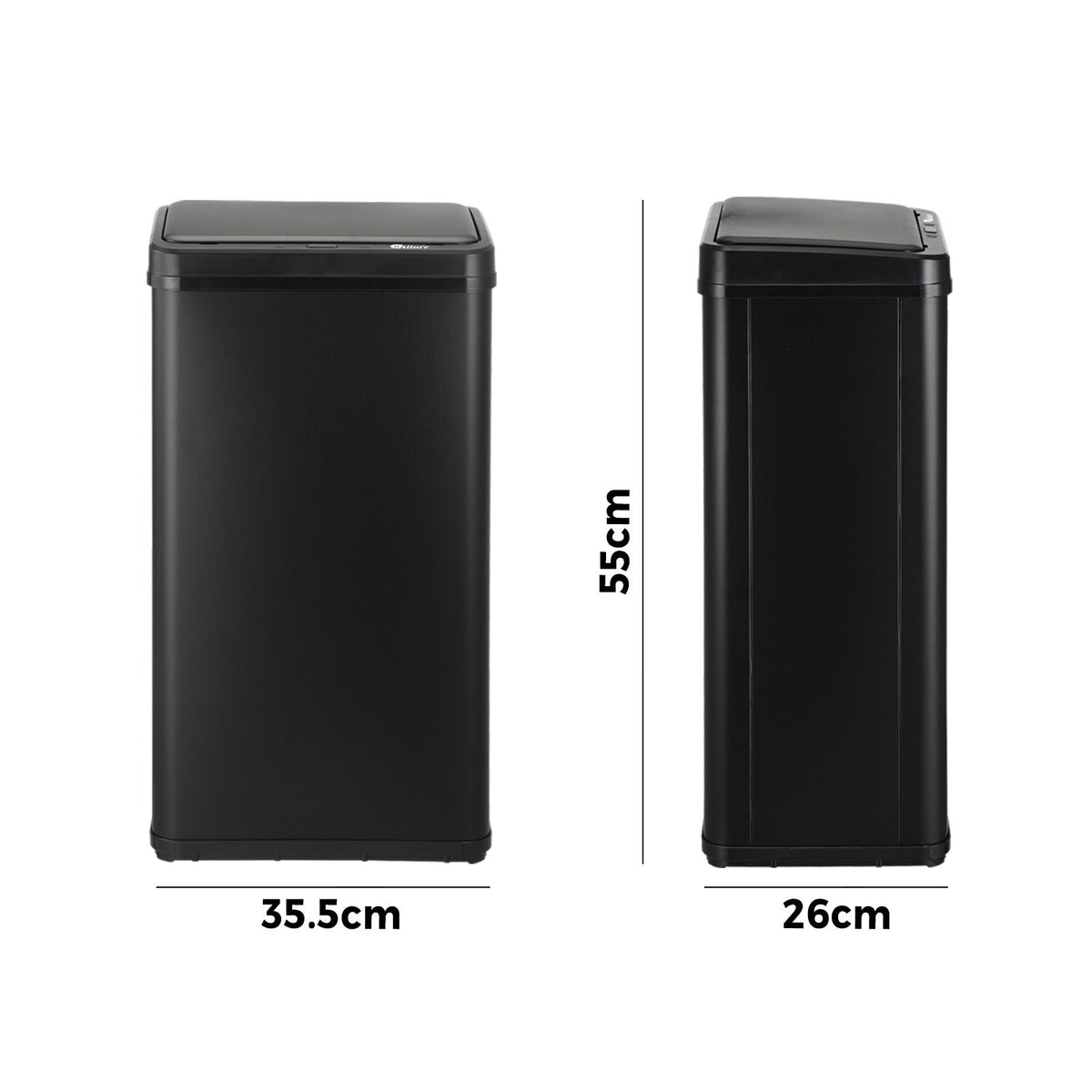 Oikiture 40L Motion Sensor Rubbish Bin Kitchen Waste Can Stainless Steel Black