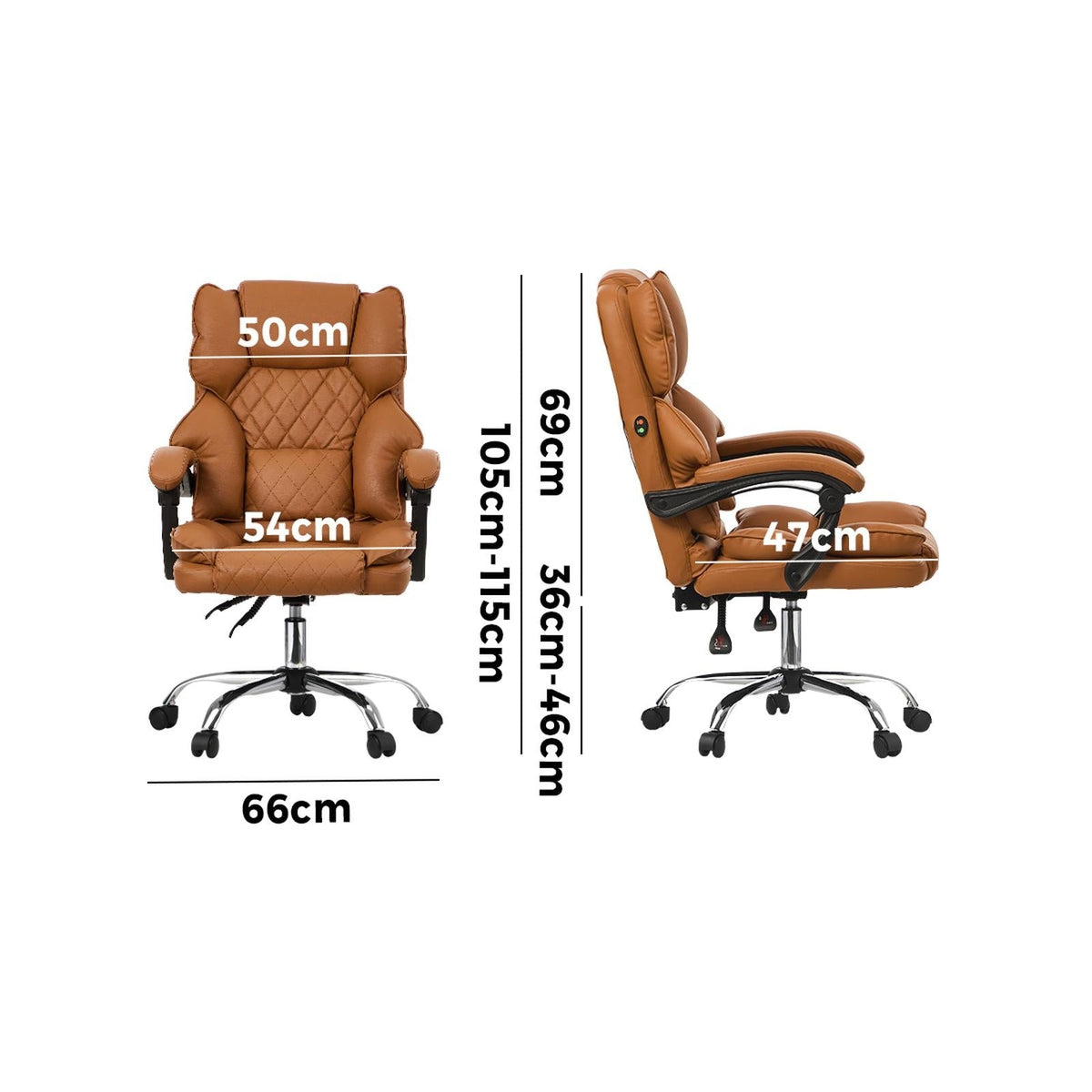 Oikiture Massage Office Chair Premium PU Leather Computer Gaming Seat Brown