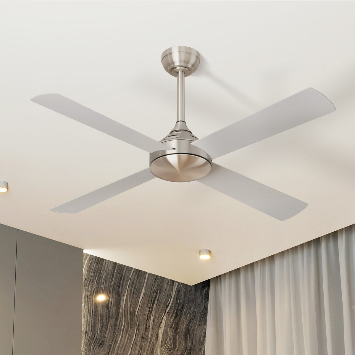 Vevare 52'' Ceiling Fan AC Motor with Remote Control Timer 4 Blades Fans Silver