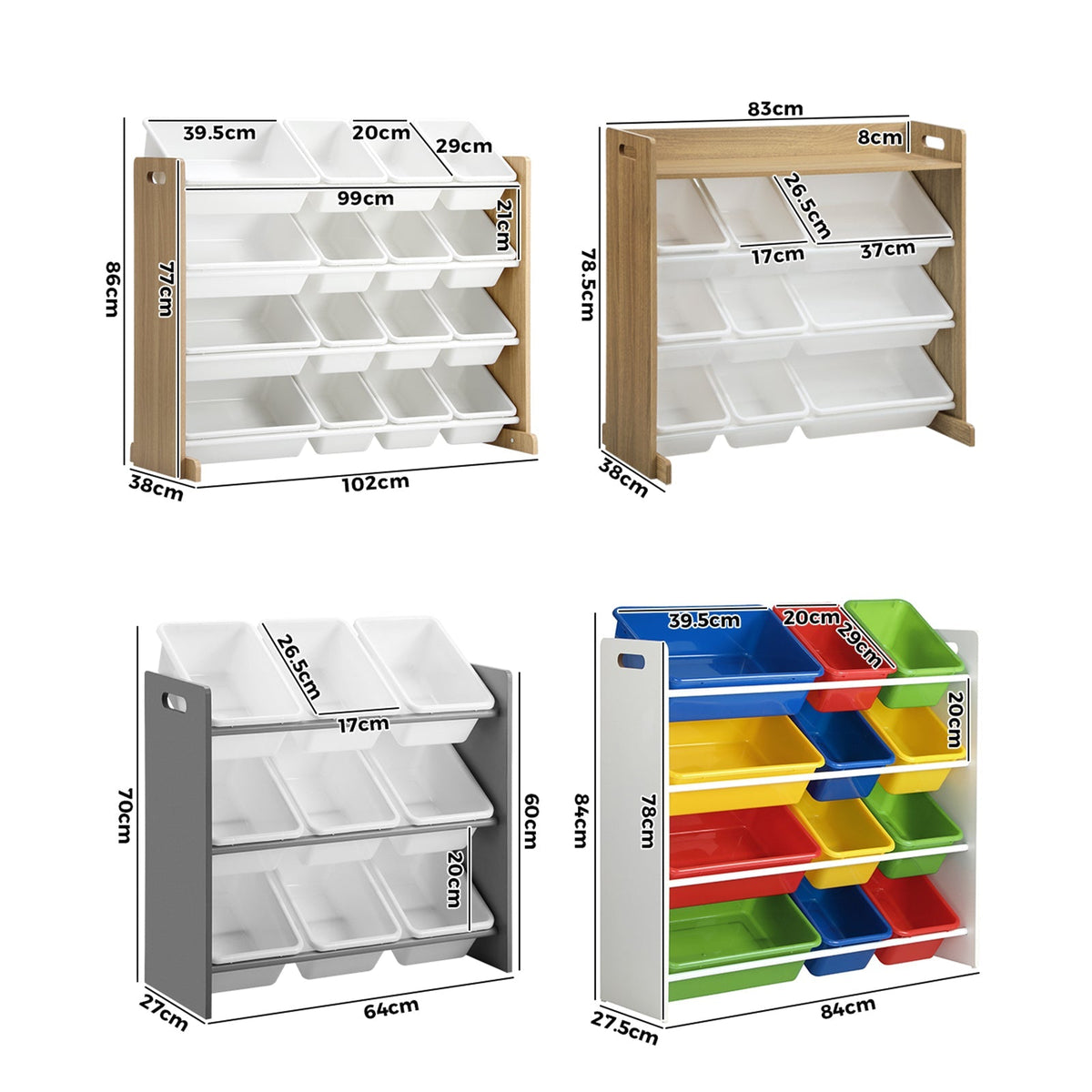 Oikiture Kids Toy Box Organiser Display Shelf Storage Rack Drawer