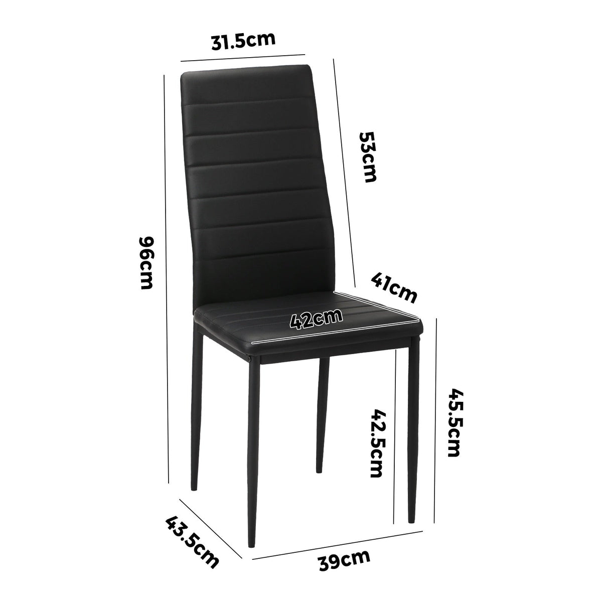 Oikiture 4PCS Dining Chairs High-Back Kitchen Chair Padded Faux Leather Black