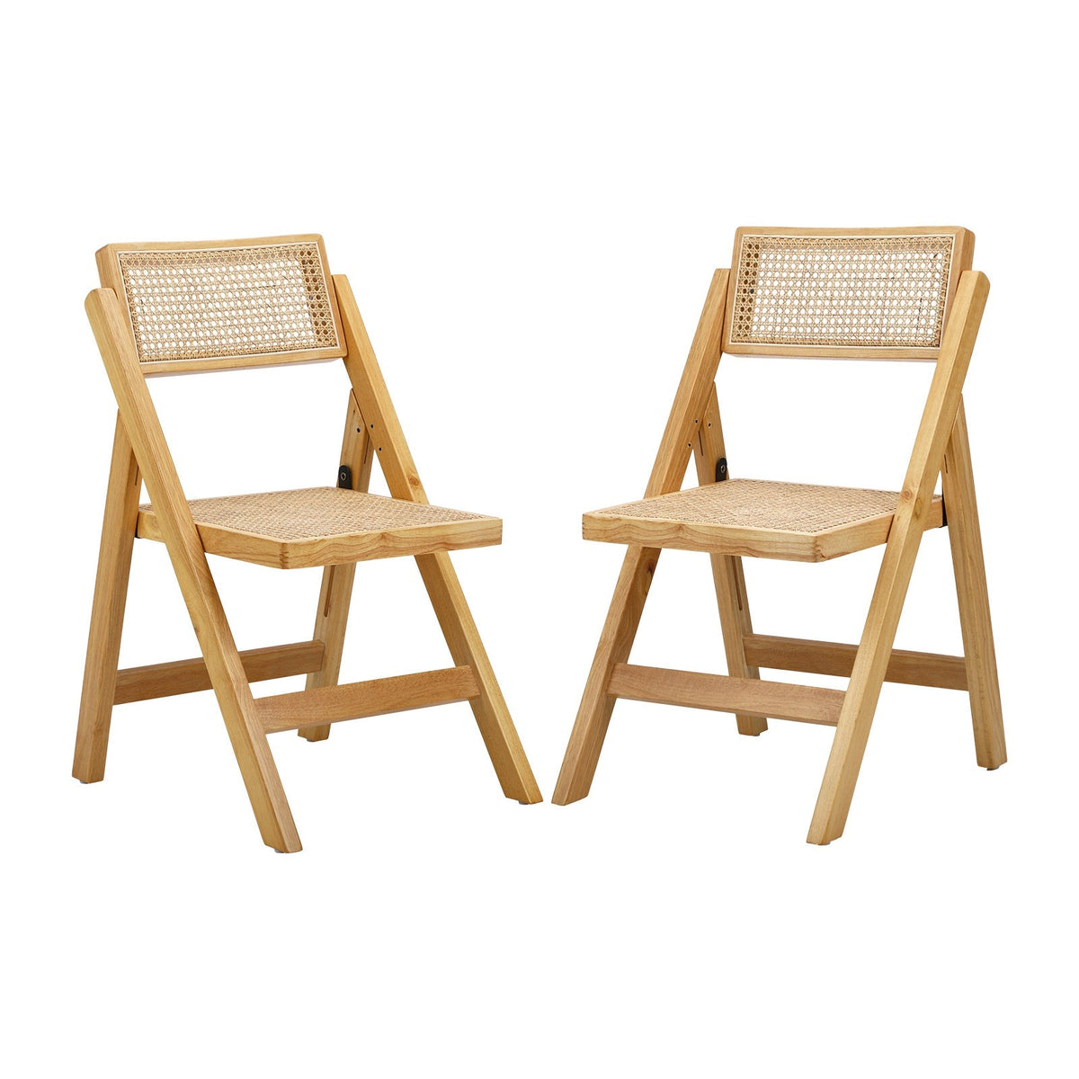 Oikiture Dining Chairs Folding Rattan Chair Wooden Accent Chair Natural