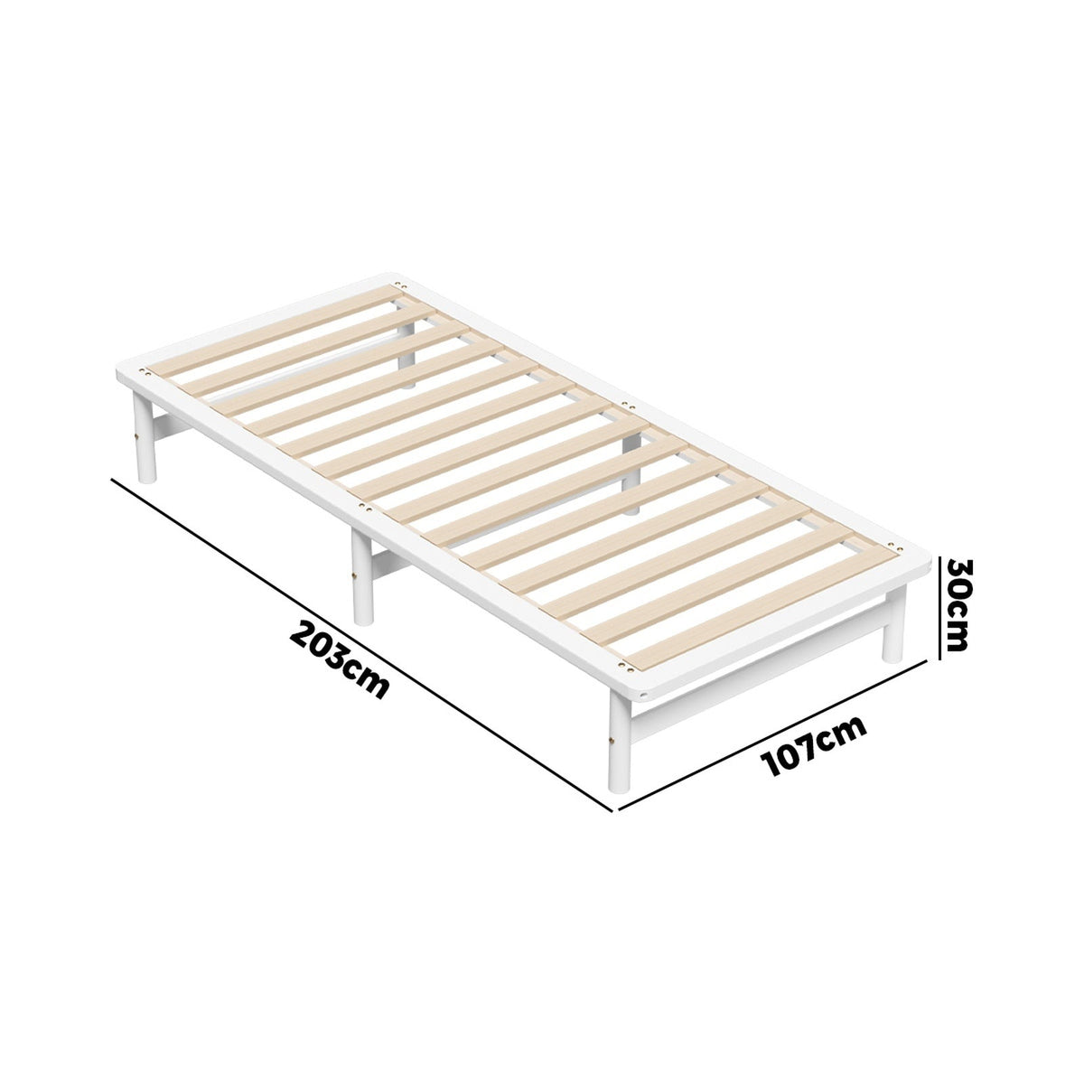 Oikiture Wooden Bed Frame Base Platform Pine Timber King Single Size Beds White
