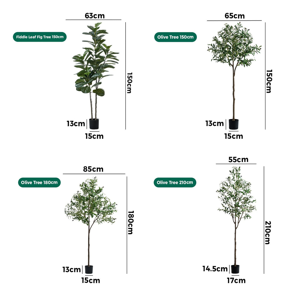 Livsip 150-210cm Artificial Potted Plants Lifelike Fake Tree Home Garden Decor