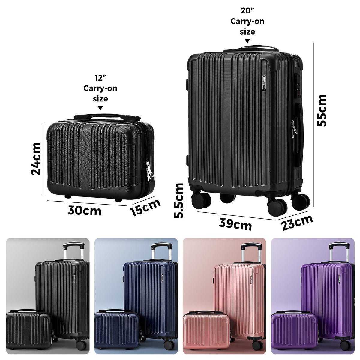 Mazam 2PCS Luggage Suitcase Trolley Set Travel Carry On TSA Lock Hard Case