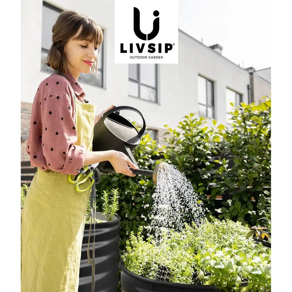 GB-O68-8080-GY Livsip Garden Bed 80x68cm Galvanised Steel Raised Container Planter Box Round