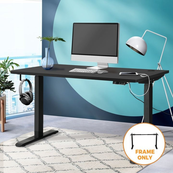 SD-LEG-M2-BK Oikiture Standing Desk Frame Only Height Adjustable Motorised Desk Dual Motor Black