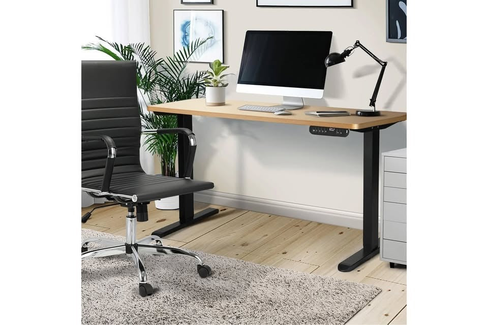 SD-LEG-120M-BK Oikiture 120cm Electric Standing Desk Adjustable Office Table Black