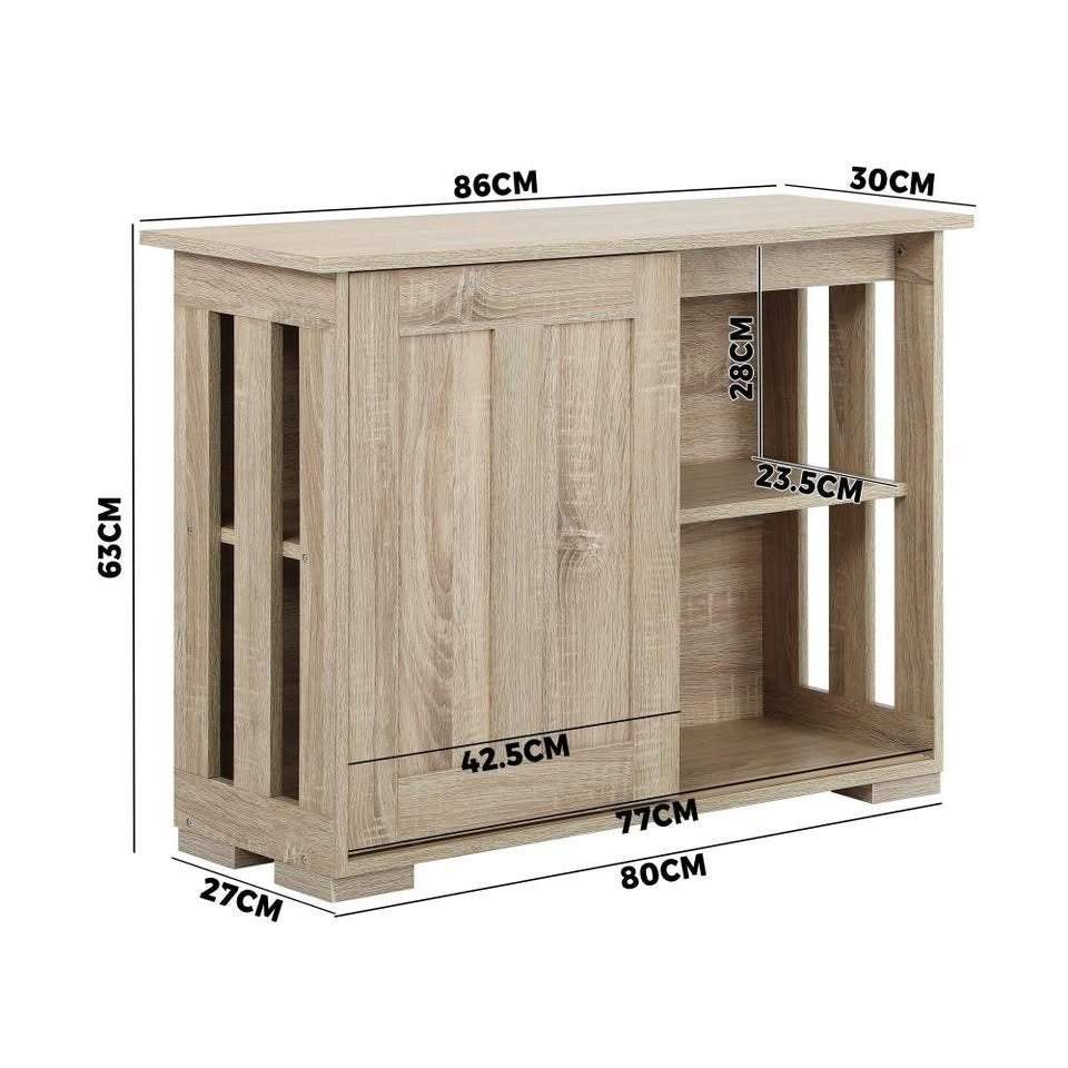 SB-S-A32-WD Oikiture Sideboard with Sliding Doors Wooden