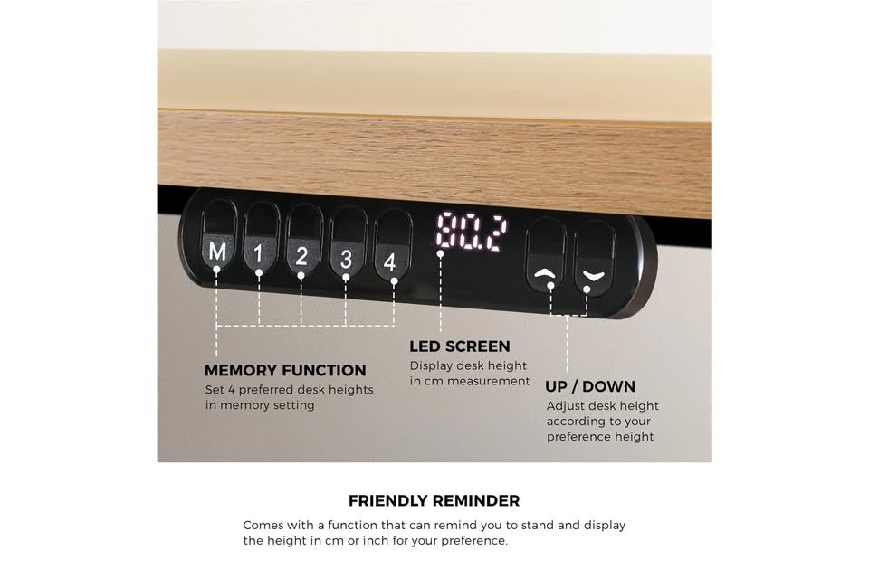 SD-LEG-120M-BK Oikiture 120cm Electric Standing Desk Adjustable Office Table Black