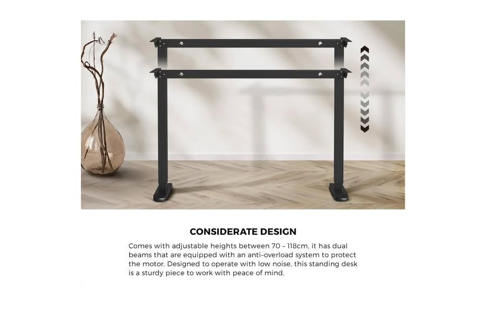 SD-LEG-120M-BK Oikiture 120cm Electric Standing Desk Adjustable Office Table Black