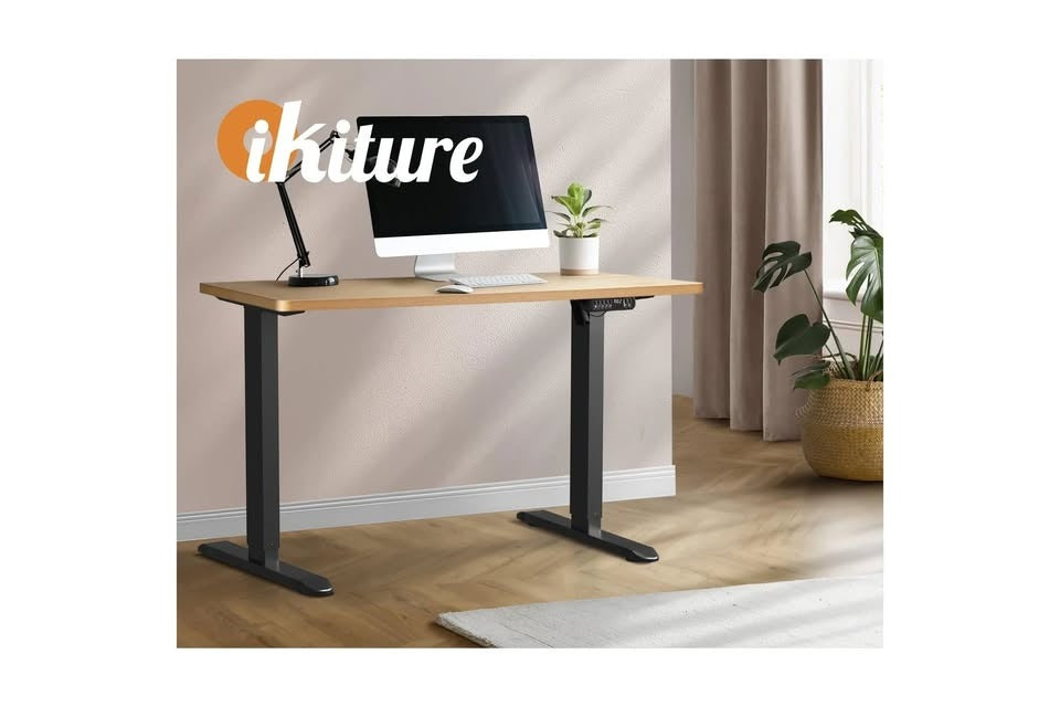 SD-LEG-120M-BK Oikiture 120cm Electric Standing Desk Adjustable Office Table Black