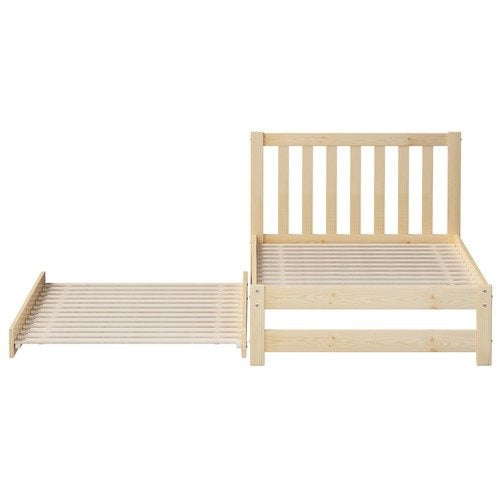 BF-W-A11-T2-WD-AB Living Fusion Yesenia Pine Wood Single Bed with Trundle
