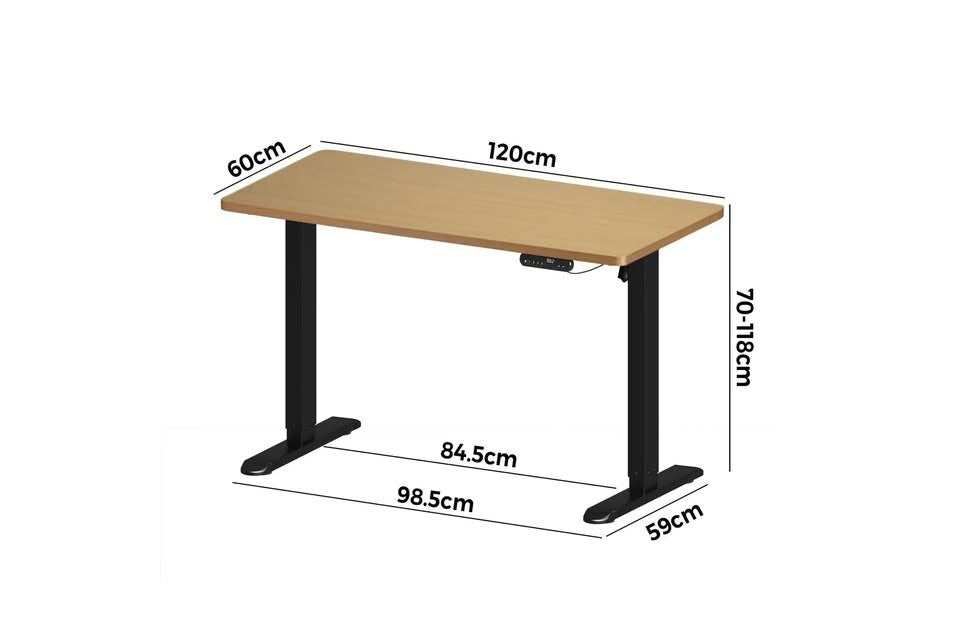 SD-LEG-120M-BK Oikiture 120cm Electric Standing Desk Adjustable Office Table Black