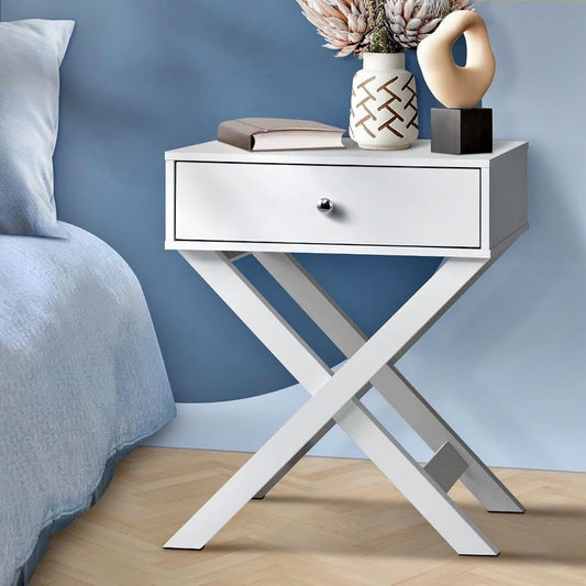 BT-SARA-WH Bedside Table Drawer Nightstand Side Table Storage Cabinet Bedroom