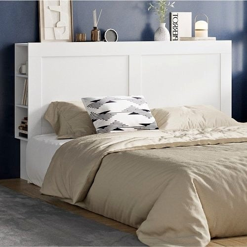 HB-JANE-K-WH-AB Oikiture Bed Head with Shelves King Size White
