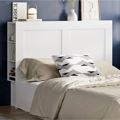 HB-JANE-D-WH-AB Oikiture Bed Head with Shelves Double Size White