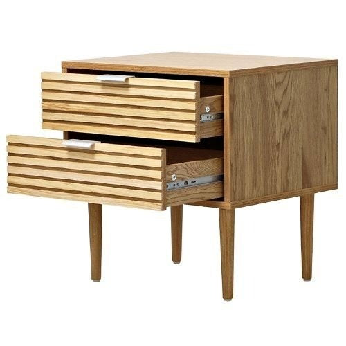 BT-A33-ZMAX-WD Oikiture 2-Drawer Bedside Table Scandinavian natural wood finish