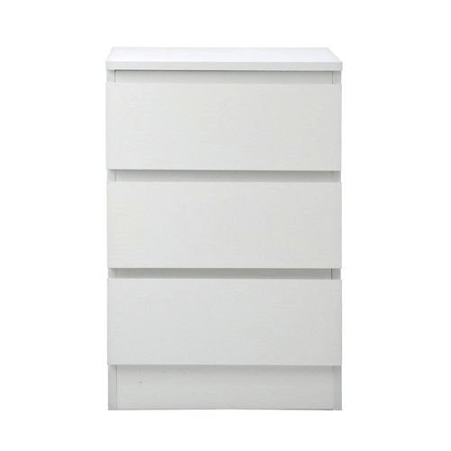 BT-VJ-LIZ-3D-WH Oikiture White Bedside Table 3 Drawers Storage Cabinet