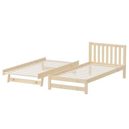 BF-W-A11-T2-WD-AB Living Fusion Yesenia Pine Wood Single Bed with Trundle