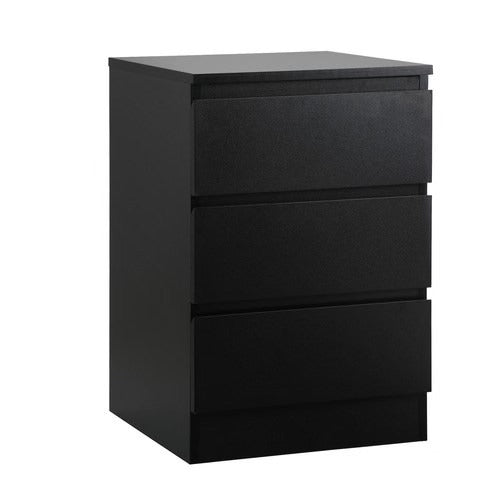 BT-VJ-LIZ-3D-BK Oikiture Bedside Table 3 Drawers Storage Cabinet Black