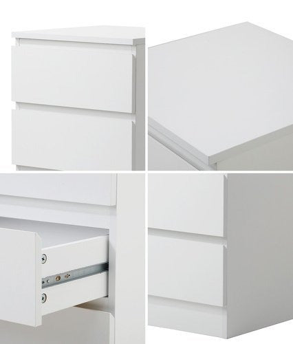 BT-VJ-LIZ-3D-WH Oikiture White Bedside Table 3 Drawers Storage Cabinet